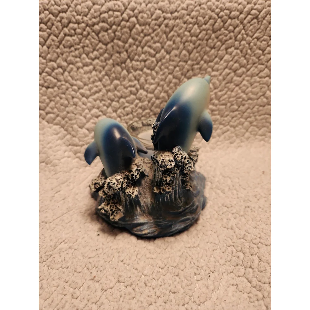 Vintage 90's Dolphins and ocean candle holder and tea light candle